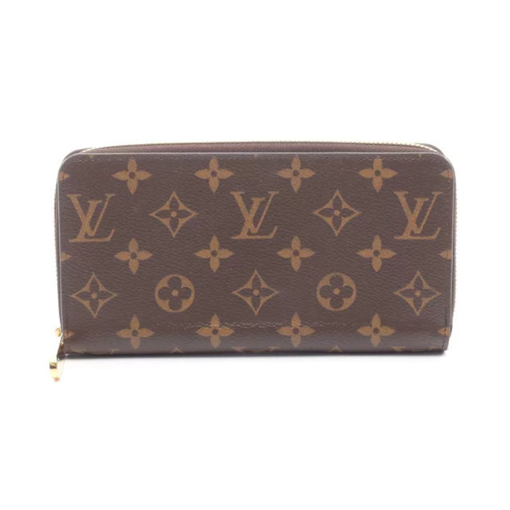 Louis Vuitton Zippy Wallet Round Long Canvas Monogram Brown Pink